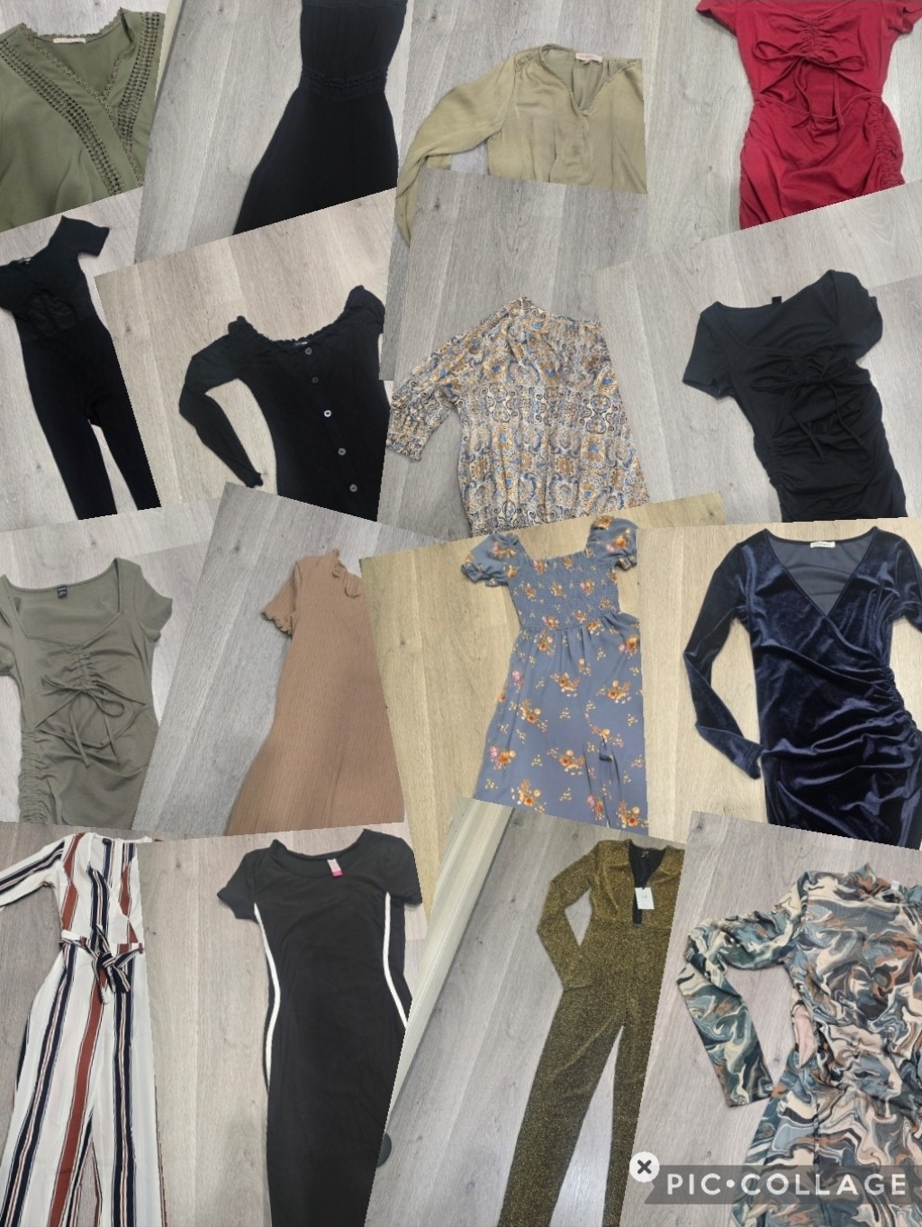 16 Pcs Mixed Women's Dresses & Jumpsuits Floral, Velvet, Striped, Solid